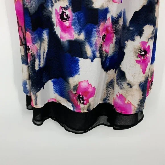 ASTR Dress Black Watercolor Floral Print Mini Shift Sleeveless - Picture 5 of 10